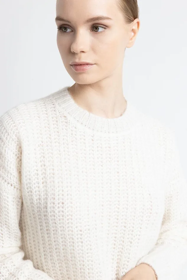 Peserico Knitwear Woman Alpaca And Lurex Crewneck Sweater Natural White Peserico Knitwear Woman Alpaca And Lurex Crewneck Sweater Natural White