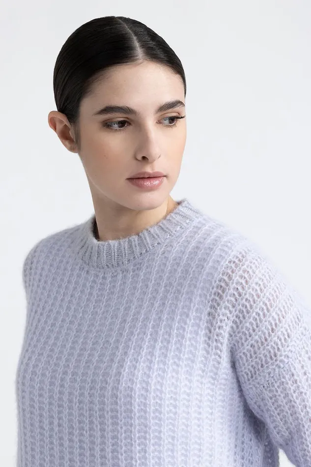 Peserico Knitwear Woman Alpaca And Lurex Crewneck Sweater Pure Ice Peserico Knitwear Woman Alpaca And Lurex Crewneck Sweater Pure Ice