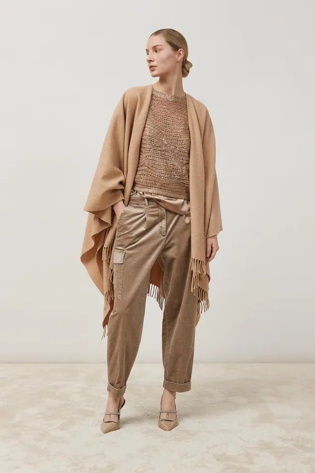 Peserico Knitwear Woman Alpaca Mesh Knit Relaxed Fit Sweater Macchiato Peserico Knitwear Woman Alpaca Mesh Knit Relaxed Fit Sweater Macchiato