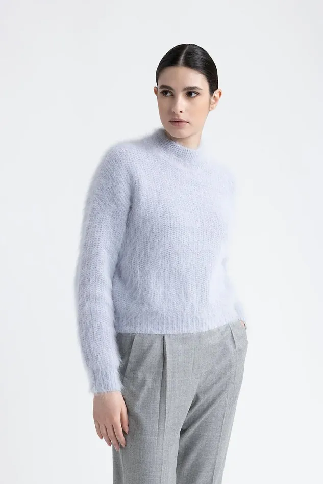 Peserico Knitwear Woman Angora Wool Yarn Sweater Pure Ice