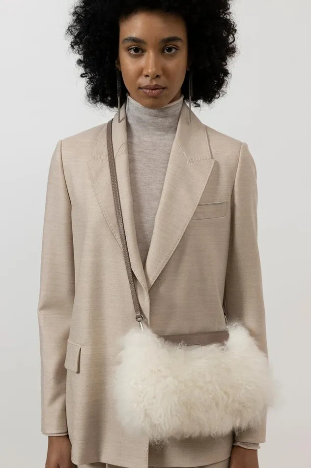 Peserico Knitwear Woman High Neck Sweater In Angora Wool With Micro Sequins Fog Gray Peserico Knitwear Woman High Neck Sweater In Angora Wool With Micro Sequins Fog Gray