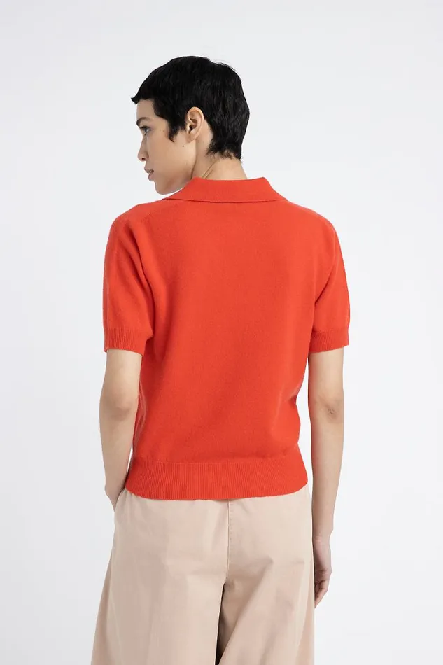 Peserico Knitwear Woman Polo Neck Sweater In Pure Cashmere Foliage Red Peserico Knitwear Woman Polo Neck Sweater In Pure Cashmere Foliage Red