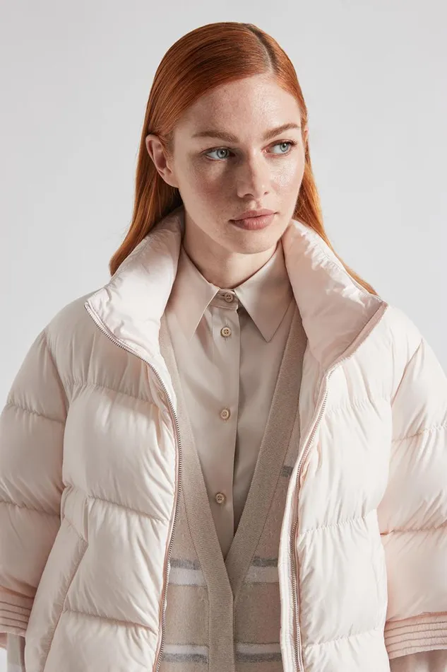 Peserico Knitwear Woman Striped Wool Silk And Cashmere Cardigan Pearl Beige Peserico Knitwear Woman Striped Wool Silk And Cashmere Cardigan Pearl Beige