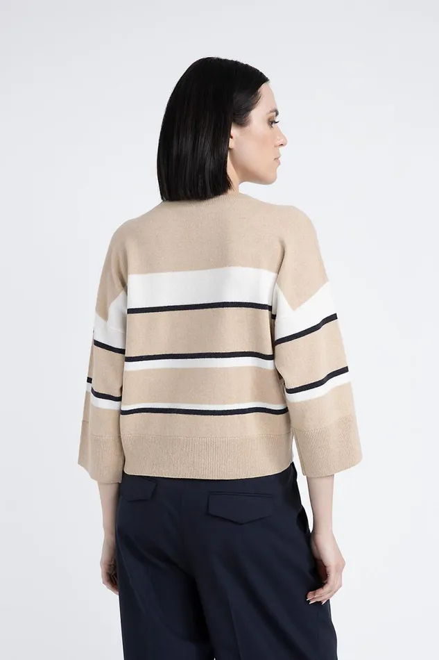 Peserico Knitwear Woman Striped Wool Silk Cashmere Sweater Macchiato Peserico Knitwear Woman Striped Wool Silk Cashmere Sweater Macchiato