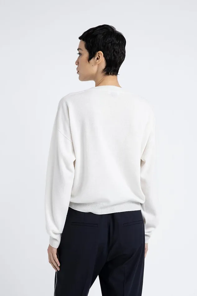 Peserico Knitwear Woman VNeck Sweater In Pure Cashmere Natural White Peserico Knitwear Woman VNeck Sweater In Pure Cashmere Natural White