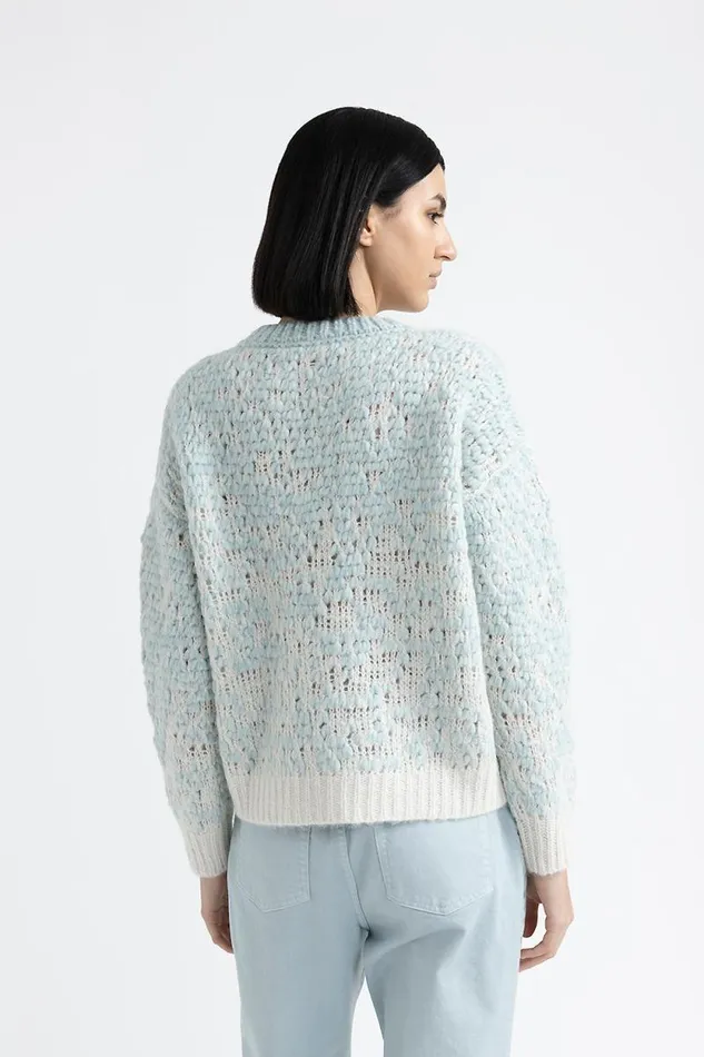 Peserico Knitwear Woman Wool Alpaca And Lurex Shaded Jacquard Sweater Springwater Green Peserico Knitwear Woman Wool Alpaca And Lurex Shaded Jacquard Sweater Springwater Green
