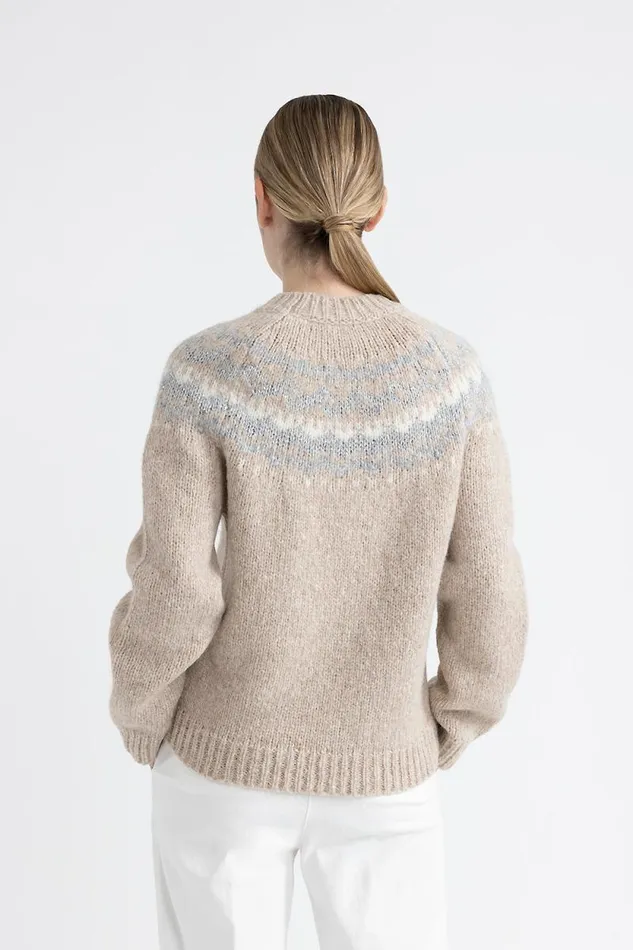 Peserico Knitwear Woman Wool And Alpaca Jacquard Sweater Macchiato Peserico Knitwear Woman Wool And Alpaca Jacquard Sweater Macchiato