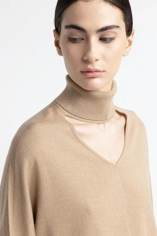Peserico Knitwear Woman Wool And Viscose V Neck Sweater Camel Peserico Knitwear Woman Wool And Viscose V Neck Sweater Camel