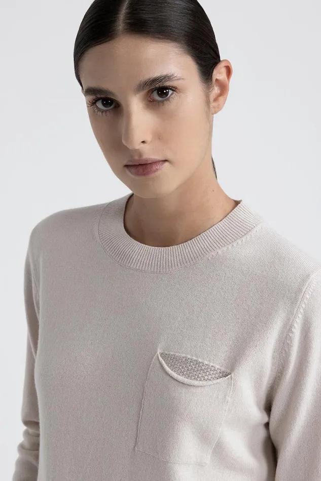 Peserico Knitwear Woman Wool Silk And Cashmere CrewNeck Sweater Pearl Beige Peserico Knitwear Woman Wool Silk And Cashmere CrewNeck Sweater Pearl Beige