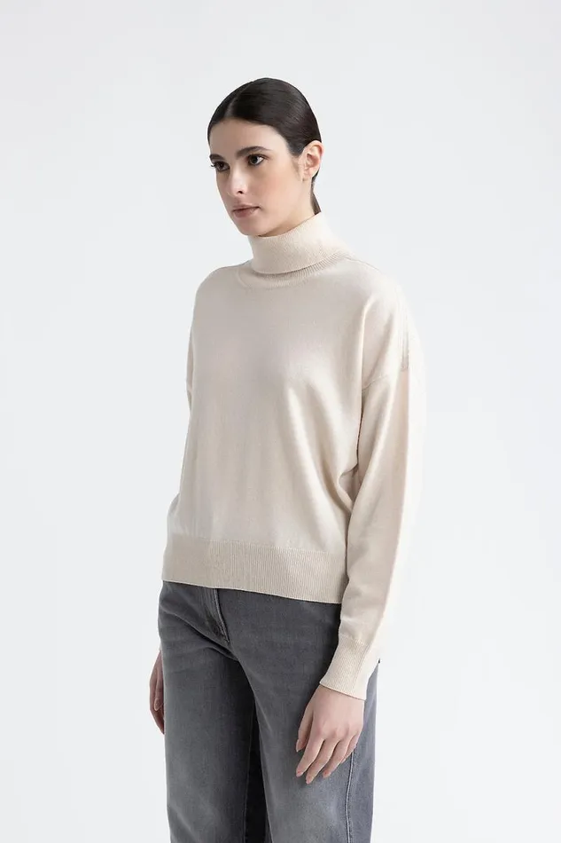 Peserico Knitwear Woman Wool Silk And Cashmere Crewneck Sweater Barley