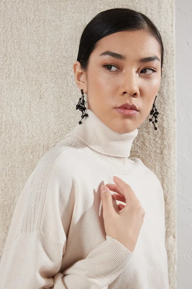 Peserico Knitwear Woman Wool Silk And Cashmere Crewneck Sweater Barley Peserico Knitwear Woman Wool Silk And Cashmere Crewneck Sweater Barley