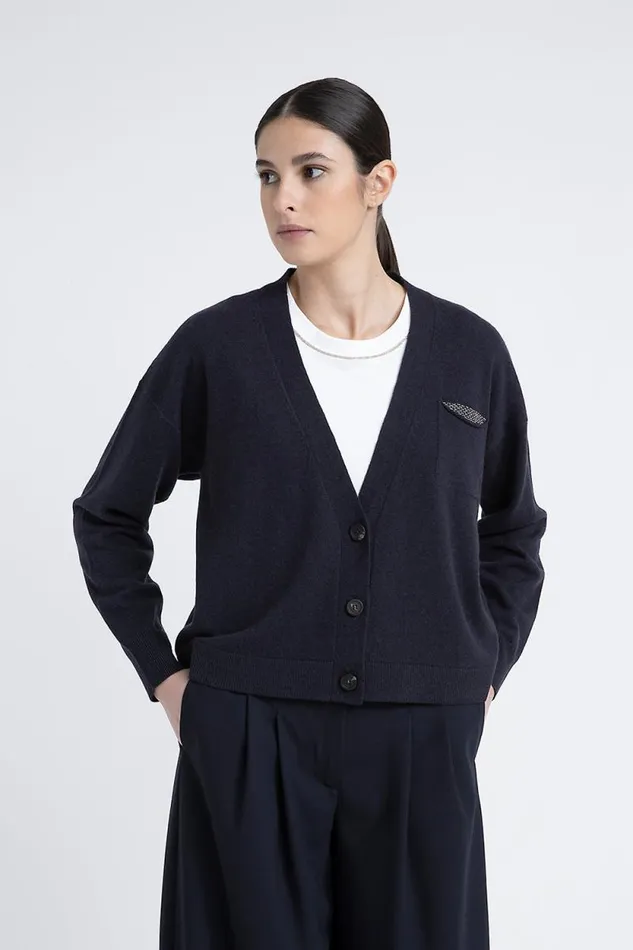 Peserico Knitwear Woman Wool Silk And Cashmere Knit Dress Inkwell Blue