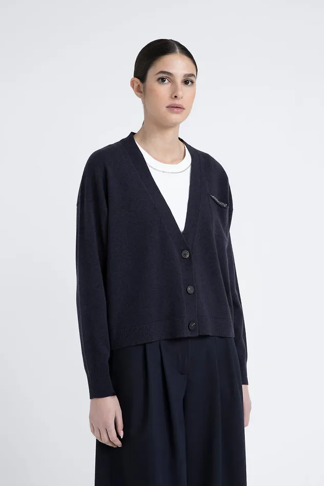 Peserico Knitwear Woman Wool Silk And Cashmere Knit Dress Inkwell Blue Peserico Knitwear Woman Wool Silk And Cashmere Knit Dress Inkwell Blue