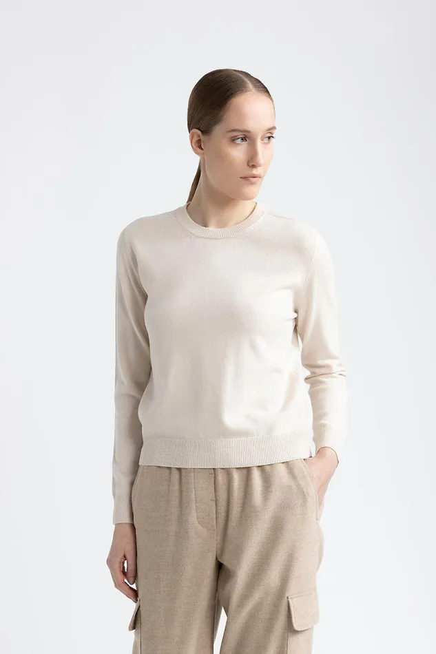 Peserico Knitwear Woman Wool Silk And Cashmere Sweater Barley