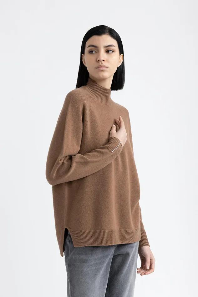 Peserico Knitwear Woman Wool Silk And Cashmere Sweater Chestnut