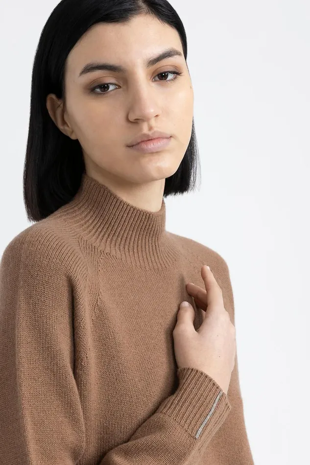 Peserico Knitwear Woman Wool Silk And Cashmere Sweater Chestnut Peserico Knitwear Woman Wool Silk And Cashmere Sweater Chestnut