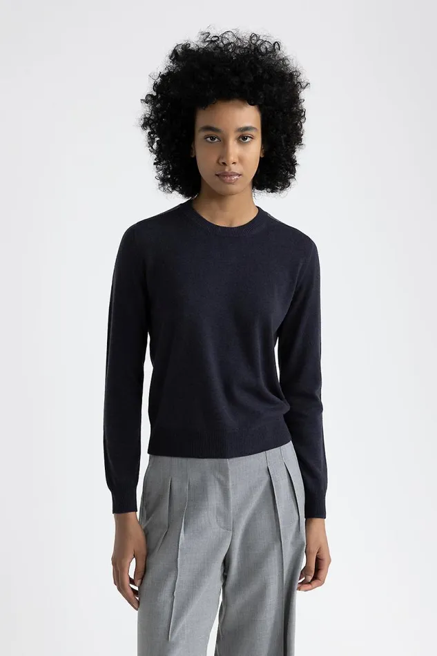 Peserico Knitwear Woman Wool Silk And Cashmere Sweater Inkwell Blue