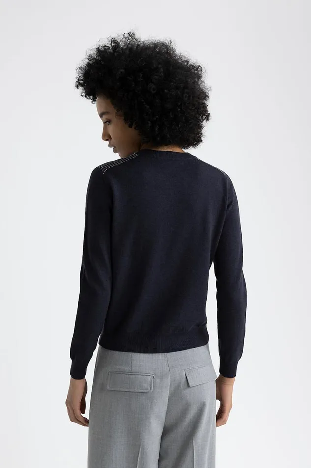 Peserico Knitwear Woman Wool Silk And Cashmere Sweater Inkwell Blue Peserico Knitwear Woman Wool Silk And Cashmere Sweater Inkwell Blue