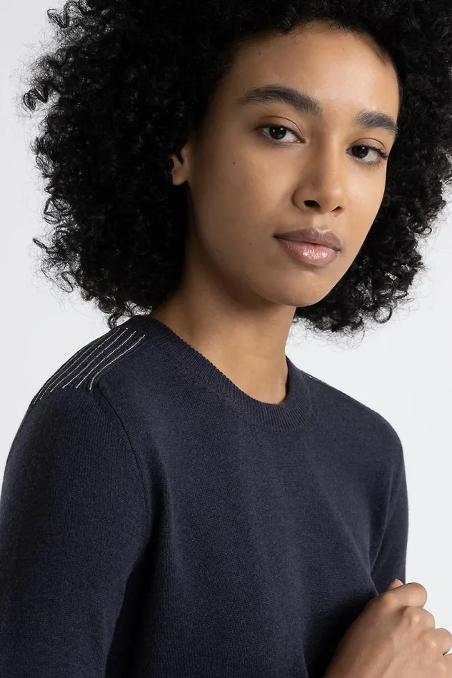 Peserico Knitwear Woman Wool Silk And Cashmere Sweater Inkwell Blue Peserico Knitwear Woman Wool Silk And Cashmere Sweater Inkwell Blue