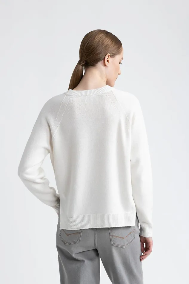 Peserico Knitwear Woman Wool Silk And Cashmere Sweater Natural White Peserico Knitwear Woman Wool Silk And Cashmere Sweater Natural White