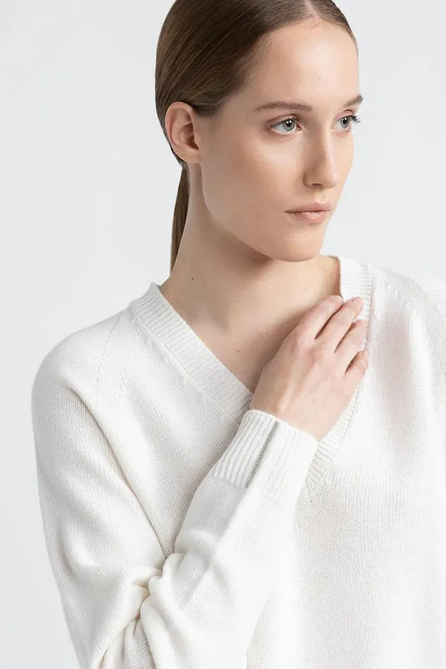 Peserico Knitwear Woman Wool Silk And Cashmere Sweater Natural White Peserico Knitwear Woman Wool Silk And Cashmere Sweater Natural White