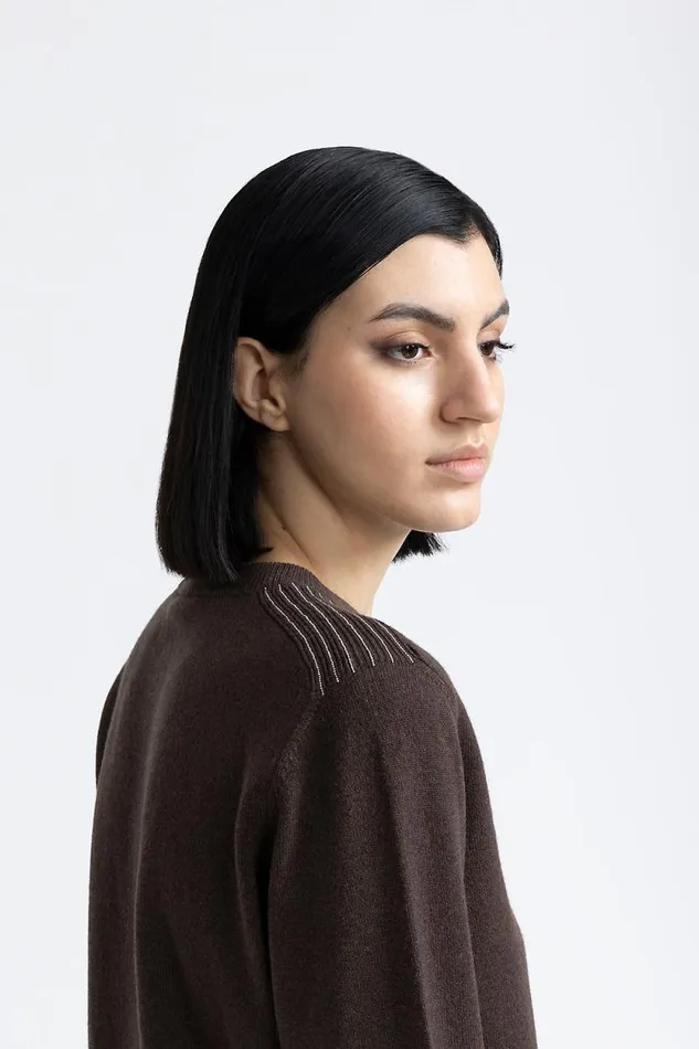 Peserico Knitwear Woman Wool Silk And Cashmere Sweater Walnut Peserico Knitwear Woman Wool Silk And Cashmere Sweater Walnut