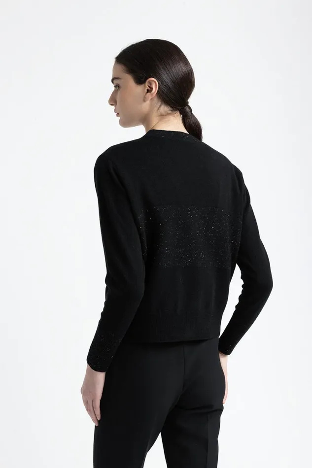 Peserico Knitwear Woman Wool Silk Cashmere And Lurex Cardigan Black Peserico Knitwear Woman Wool Silk Cashmere And Lurex Cardigan Black