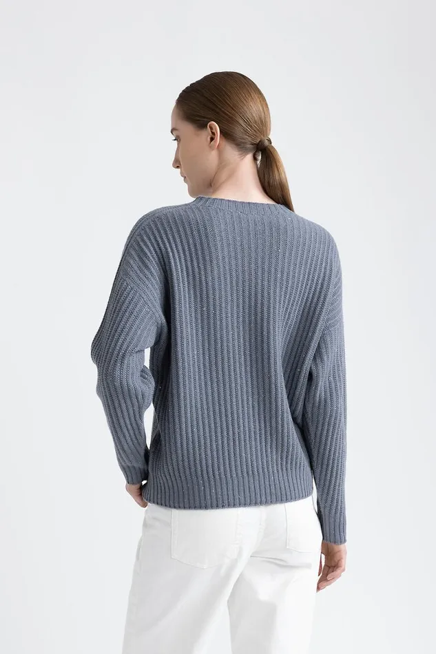 Peserico Knitwear Woman Wool Silk Cashmere And Lurex Sweater Slate Peserico Knitwear Woman Wool Silk Cashmere And Lurex Sweater Slate
