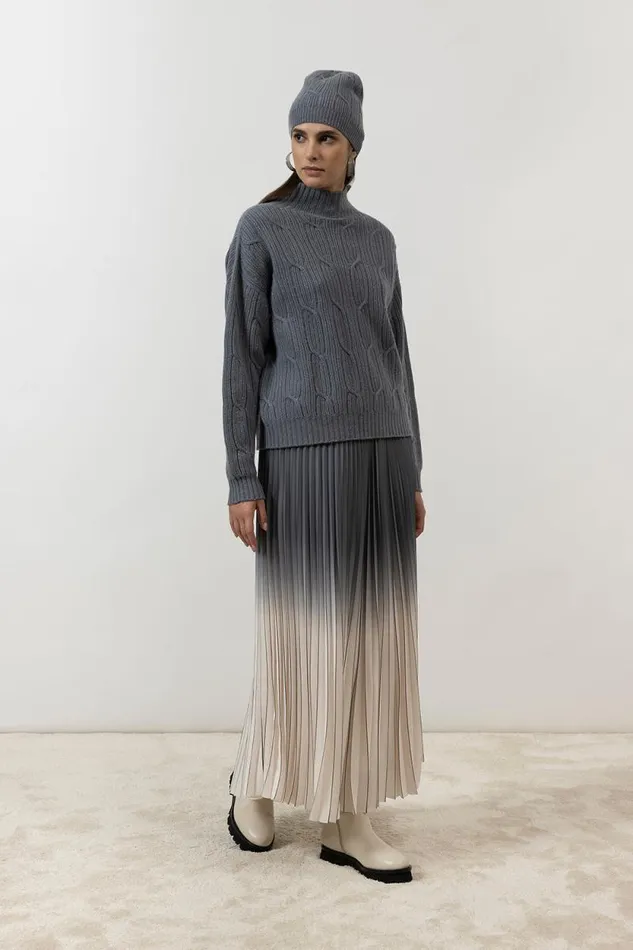 Peserico Knitwear Woman Wool Silk Cashmere Sweater Slate Peserico Knitwear Woman Wool Silk Cashmere Sweater Slate