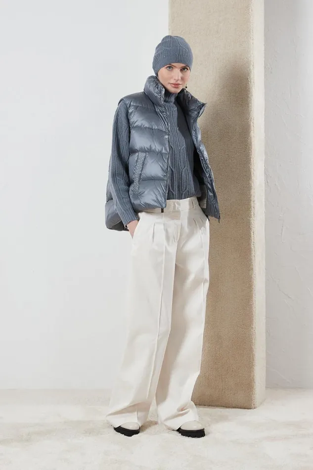 Peserico Knitwear Woman Wool Silk Cashmere Sweater Slate Peserico Knitwear Woman Wool Silk Cashmere Sweater Slate