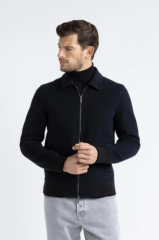Peserico Outerwear Man DoubleFace Wool And Cashmere Jacket Inkwell Blue