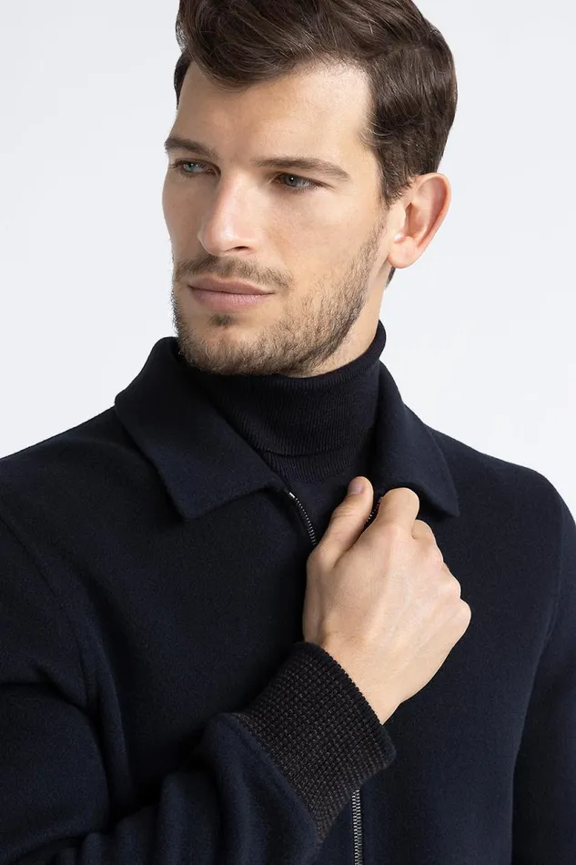 Peserico Outerwear Man DoubleFace Wool And Cashmere Jacket Inkwell Blue Peserico Outerwear Man DoubleFace Wool And Cashmere Jacket Inkwell Blue