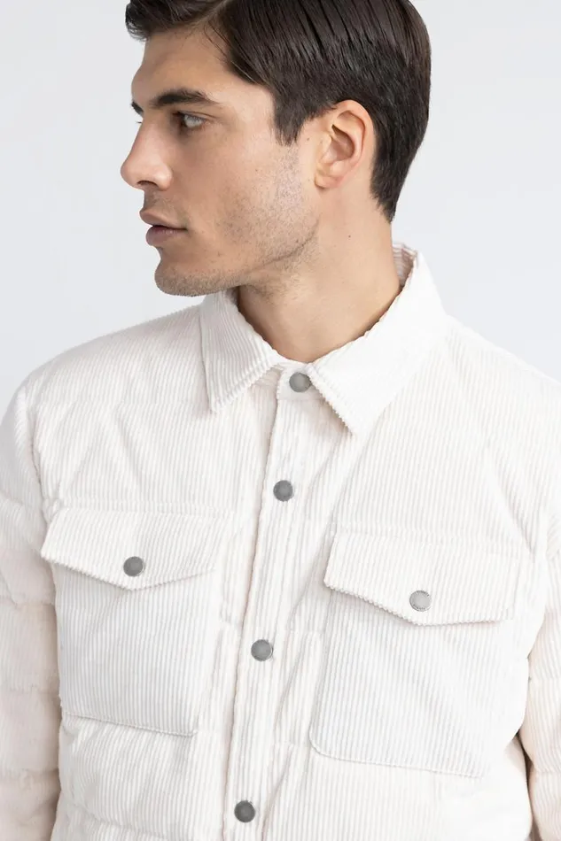 Peserico Outerwear Man Goose Down And Corduroy Shirt Hornbeam Peserico Outerwear Man Goose Down And Corduroy Shirt Hornbeam