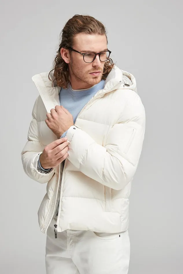 Peserico Outerwear Man Goose Down Jacket In AntiDrop Technical Microfiber Hornbeam