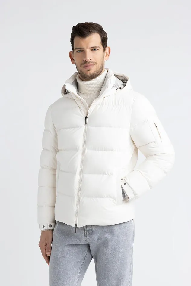Peserico Outerwear Man Goose Down Jacket In AntiDrop Technical Microfiber Hornbeam Peserico Outerwear Man Goose Down Jacket In AntiDrop Technical Microfiber Hornbeam