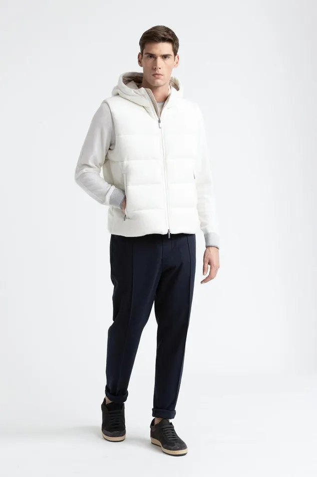 Peserico Outerwear Man Goose Down Vest In Wool And Cashmere Pure White Peserico Outerwear Man Goose Down Vest In Wool And Cashmere Pure White