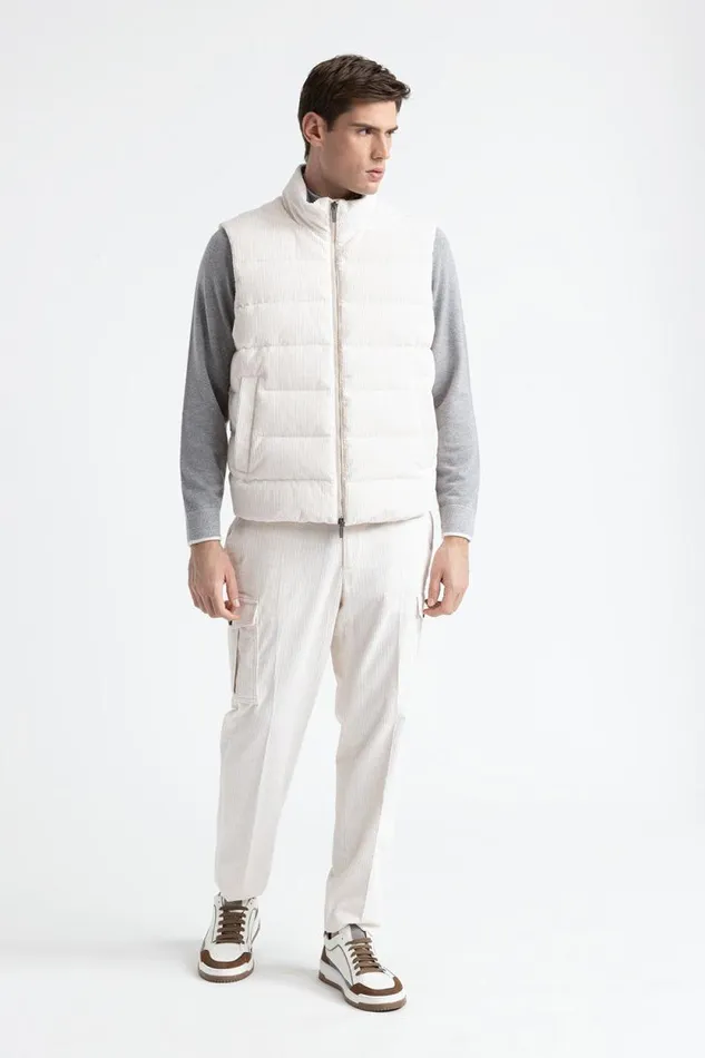 Peserico Outerwear Man Padded Corduroy Gilet Hornbeam Peserico Outerwear Man Padded Corduroy Gilet Hornbeam