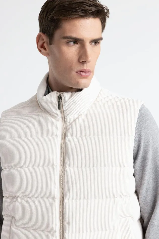 Peserico Outerwear Man Padded Corduroy Gilet Hornbeam Peserico Outerwear Man Padded Corduroy Gilet Hornbeam