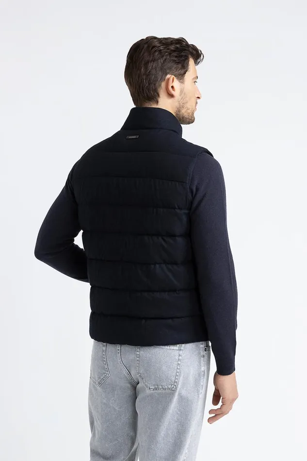 Peserico Outerwear Man Sleeveless Goose Down Jacket In Cashmere Inkwell Blue Peserico Outerwear Man Sleeveless Goose Down Jacket In Cashmere Inkwell Blue