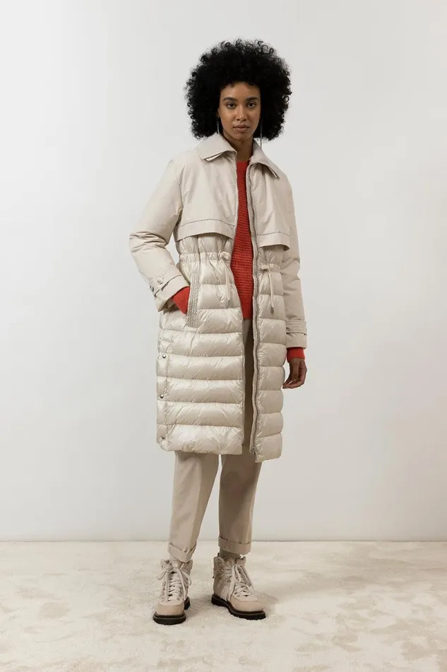 Peserico Outerwear Woman DownFilled DripProof Long Trench Coat Barley Peserico Outerwear Woman DownFilled DripProof Long Trench Coat Barley