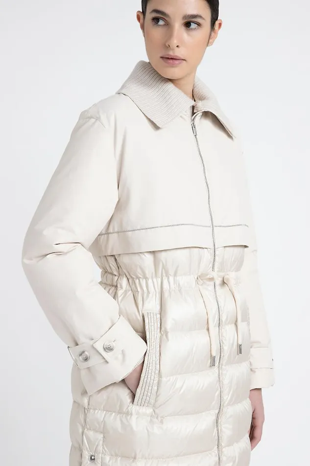 Peserico Outerwear Woman DownFilled DripProof Long Trench Coat Barley Peserico Outerwear Woman DownFilled DripProof Long Trench Coat Barley
