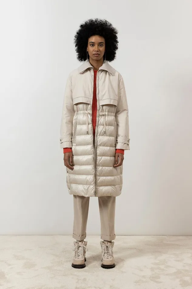 Peserico Outerwear Woman DownFilled DripProof Long Trench Coat Barley Peserico Outerwear Woman DownFilled DripProof Long Trench Coat Barley