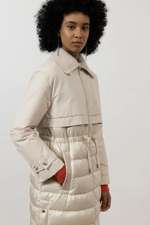 Peserico Outerwear Woman DownFilled DripProof Long Trench Coat Barley Peserico Outerwear Woman DownFilled DripProof Long Trench Coat Barley