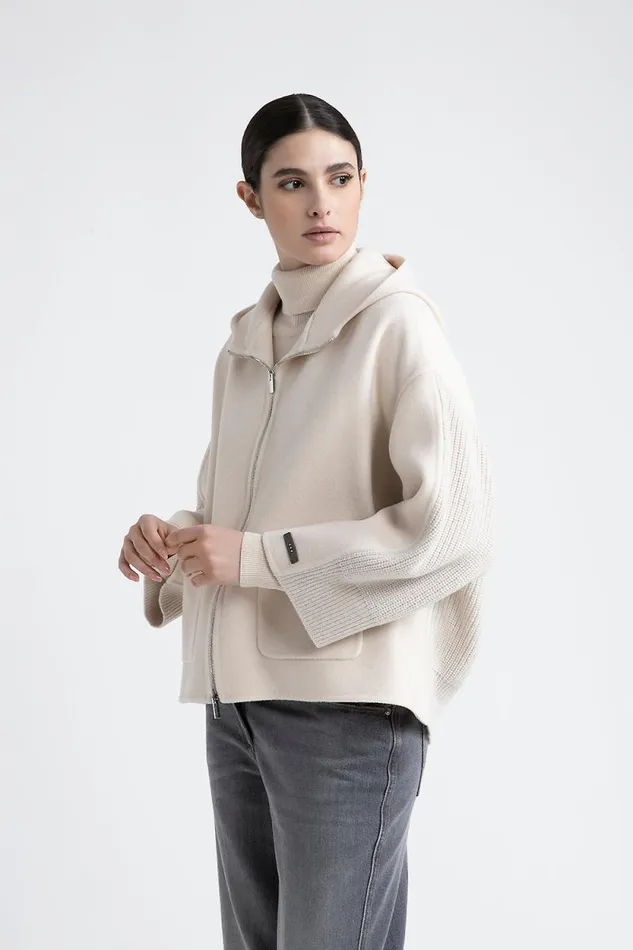 Peserico Outerwear Woman Pure New Wool And Cashmere Jacket Barley