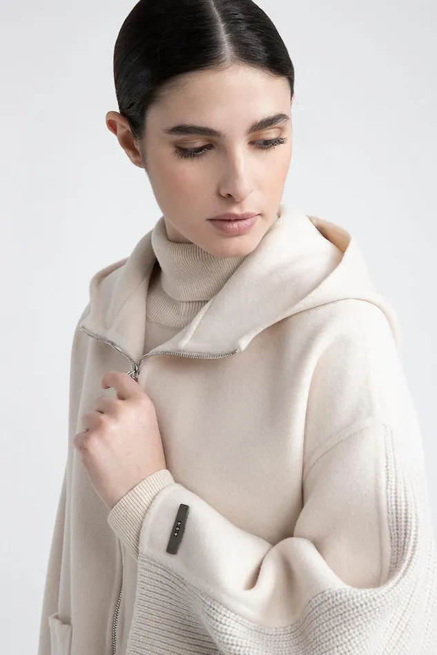 Peserico Outerwear Woman Pure New Wool And Cashmere Jacket Barley Peserico Outerwear Woman Pure New Wool And Cashmere Jacket Barley