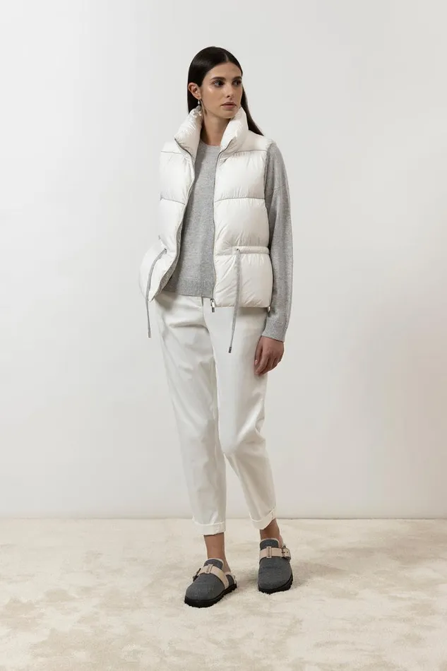Peserico Outerwear Woman Sleeveless DripProof Short Down Jacket Beige Peserico Outerwear Woman Sleeveless DripProof Short Down Jacket Beige