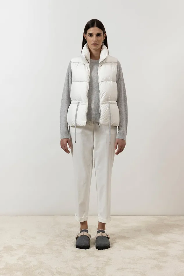 Peserico Outerwear Woman Sleeveless DripProof Short Down Jacket Beige Peserico Outerwear Woman Sleeveless DripProof Short Down Jacket Beige