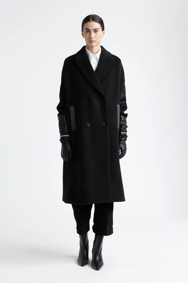 Peserico Outerwear Woman Wool And Cashmere Oversize Cape Black