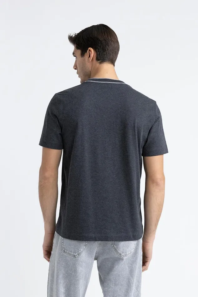 Peserico Polos And TShirts Man Cotton And Cashmere Melange Jersey TShirt Graphite Peserico Polos And TShirts Man Cotton And Cashmere Melange Jersey TShirt Graphite