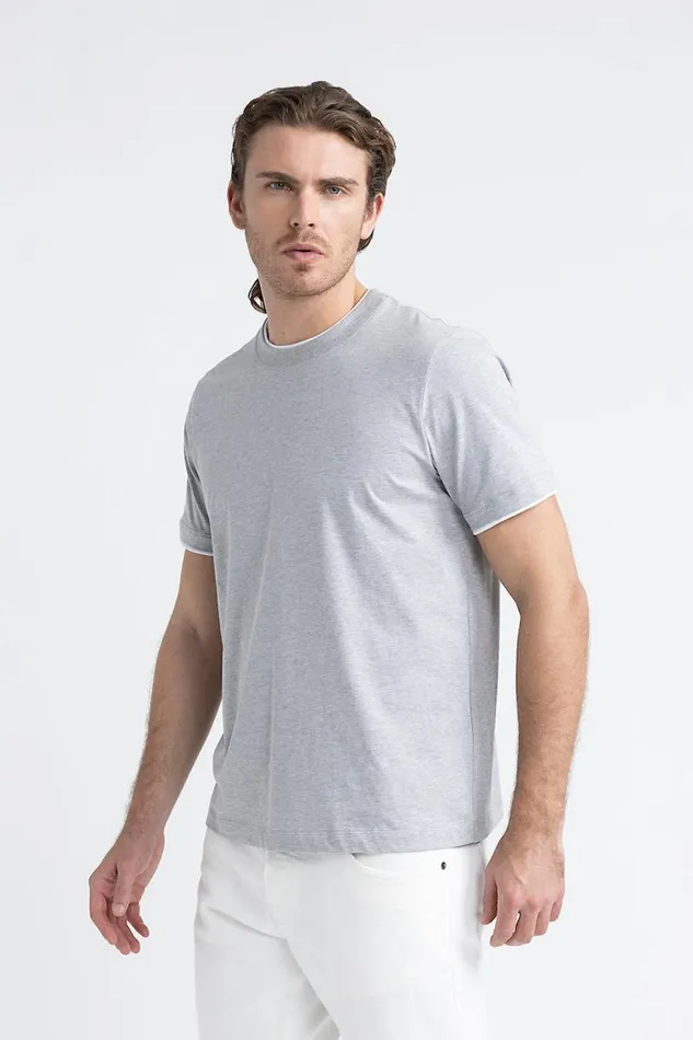 Peserico Polos And TShirts Man Soft Pure Cotton Jersey TShirt Granite